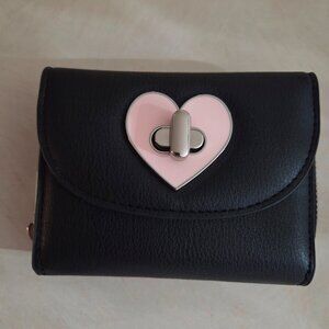 "No Boundaries" Black Wallet With Pink Heart (85)